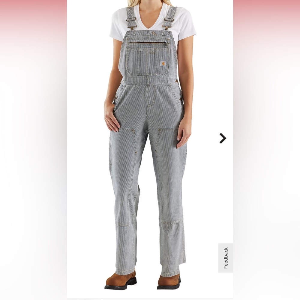 Carhartt Women's Double Front Railroad Stripe Overalls EUC